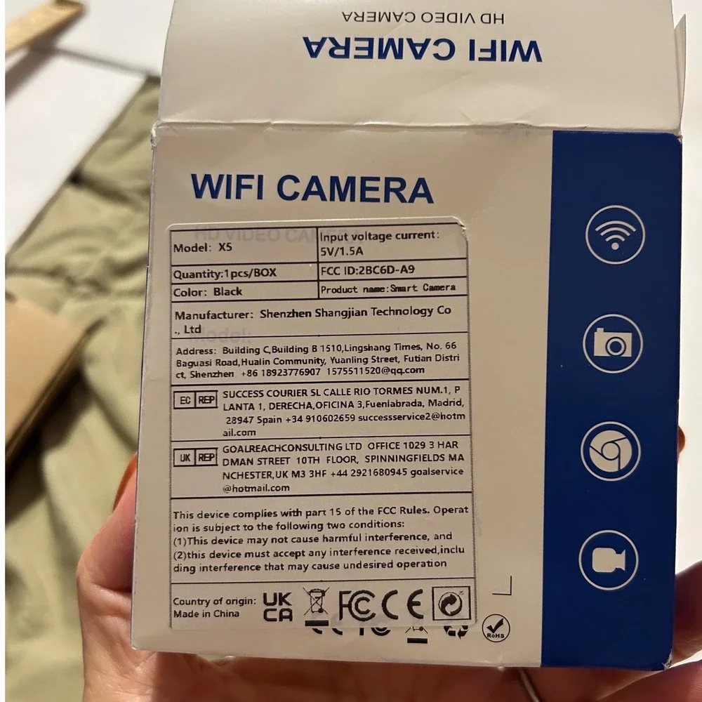 X5 Mini WiFi Camera 1080P Wireless Night Vision Motion Detection Smart Cam Black